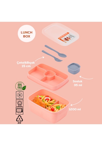 Porsima 3198 Vakumlu 2 Katlı Lunch Box - Sefer Tası 1200 Ml Somon