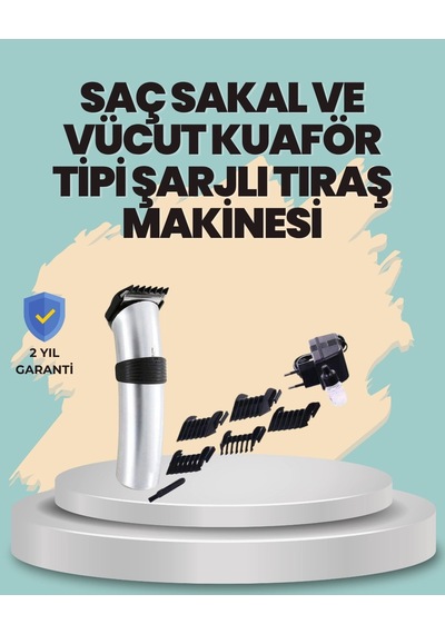 Ceylan Adam Profesyonel Erkek Tıraş Makinesi Kablosuz, Paslanmaz Bıçaklı Ve Tam Aksesuar