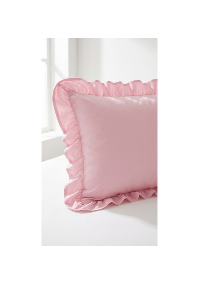 Fırfırlı Pamuklu Kumaş Yastık Kılıfı 50 X 70 Pembe - 719396431 Pembe