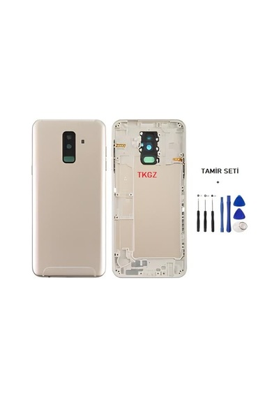 Samsung Galaxy Uyumlu A6 Plus - Sm-a605f Full Kasa Arka Kapak Takım Gold - Tamir Seti