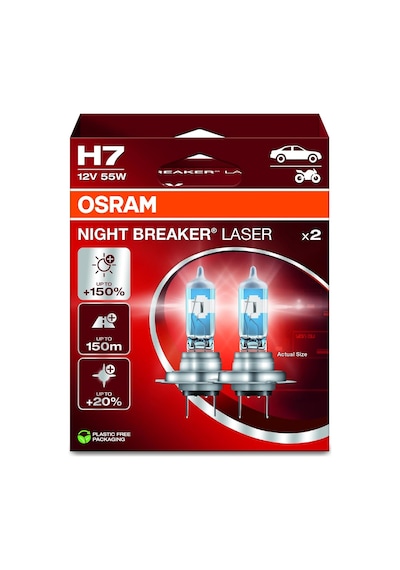 Osram Night Breaker Laser H7, +%150 Daha Fazla Parlaklık, Halojen Far Lambası, 64210nl-2hb, 12v Otomobil, Asma Kutu 2
