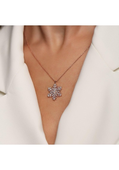 Madam Matmazel Kar Tanesi Zirkon Taşlı Rose Kadın Kolye, 925 Ayar