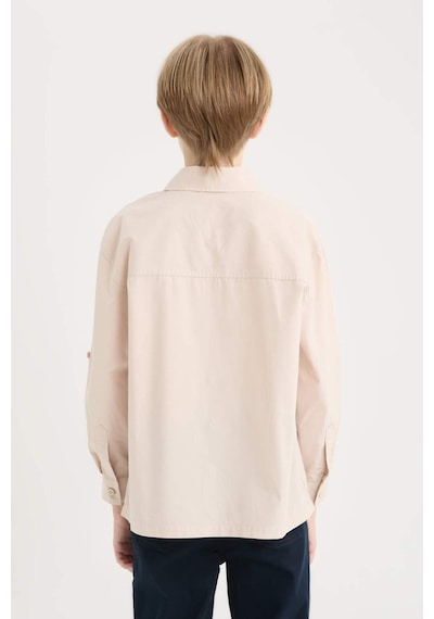 DeFacto Erkek Çocuk Oversize Geniş Kalıp Polo Yaka Paraşüt Uzun Kollu Gömlek D9848A825SMBG107
