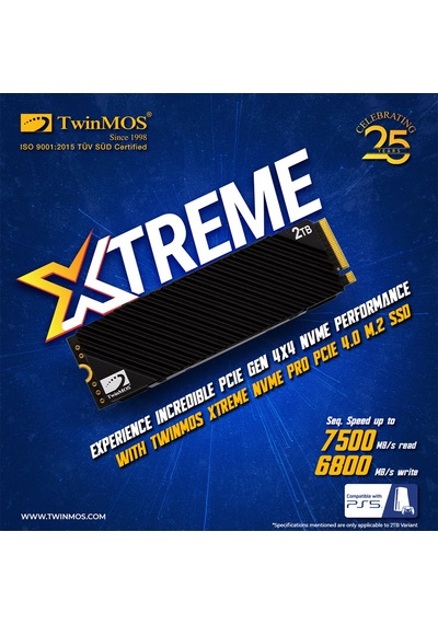 Twinmos 2tb Nvme Gen4 M.2 Ssd 7500mb Okuma / 6800mb Yazma Nv2tbg42280