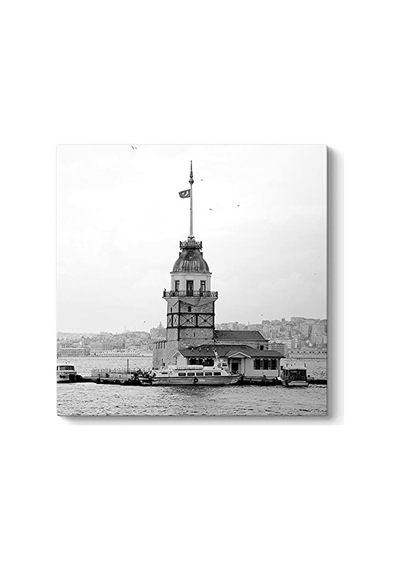 Kulesi Siyah Beyaz Tablosu 40 X 40 -