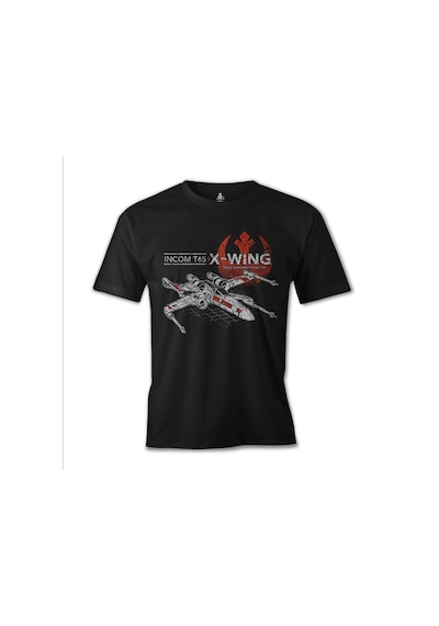 Star Wars  Incom T65 Baskılı Siyah Erkek Tshirt 001