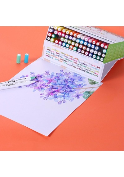 Platube 60'li Brush Pen Çift Taraf Marker Kalem Seti Bullet Jurnal Mandala Eskiz Boyama Seti