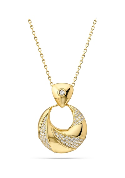 Servi 925 Ayar Gümüş Twist Halka Kolye-38 Gold - Gümüş