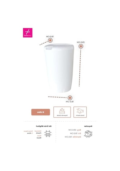 Beyaz Renk 6 Lt Banyo Mutfak Tezgah Üstü Çöp Kovası 6998