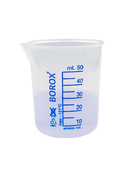 Borox Plastik Beher 50 ML Ölçü Kabı Mavi Skala