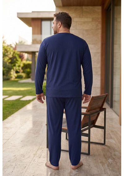 Seboteks İnterlok Kumaş Yakası Düğmeli Uzun Kollu Büyük Beden Erkek Pijama Takımı 8587 Lacivert Seboteks İnterlok Kumaş Yakası Düğmeli Uzun Kollu Büyük Beden Erkek Pijama Takımı 8587 Lacivert