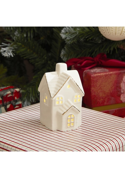 Karaca Home New Year Yılbaşı Ev Şekilli Ledli Dekoratif Obje Beyaz 8,7 X 7,8 X 14 Cm