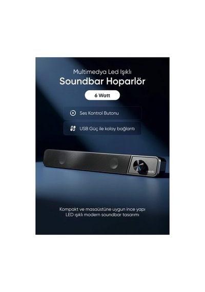 Mikado Md-69s Siyah 3wx2 Led Işıklı Multimedia Soundbar
