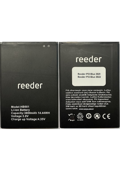 Axya Reeder P13 Blue 2021 2022 Batarya Pil Hb001