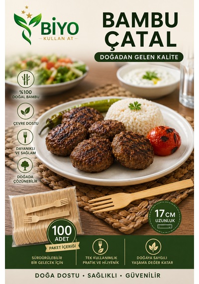 Tek Kullanımlık Bambu Çatal 100 Adet
