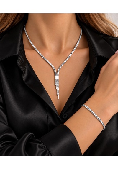 14 Ayar Beyaz Altın Suyolu Model Set