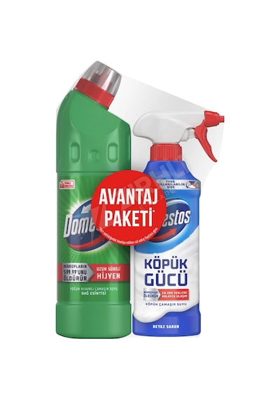 2 Adet Domestos Ultra Çamaşır Suyu 750 Ml + Domestos Köpük Gücü Beyaz Sabun 450 Ml Diğer