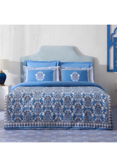 Karaca Home Casandra %100 Pamuk Çift Kişilik Nevresim Takımı Mavi Beyaz