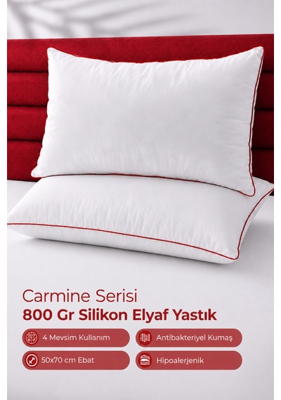 Carmine Serisi %100 Silikon Elyaf Dolgu Yastık - Otel Tipi 800 Gr 2 Adet Beyaz