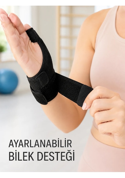 Başparmak Destekli El Bilek Ateli Metal Destekli Ayarlanabilir Bileklik De Quervain Siyah