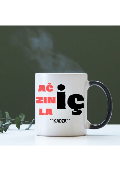 Kişiye Özel İsimli Esprili Sihirli Kupa Bardak - Arkadaşa Hediye Ağzınla İç Tasarımlı Renk Değiştiren Kupa Siyah
