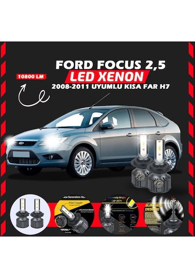Ford Focus 2.5 2008-2011 Kısa Far Uyumlu Şimşek Etkili Led Xenon Premium Series H7
