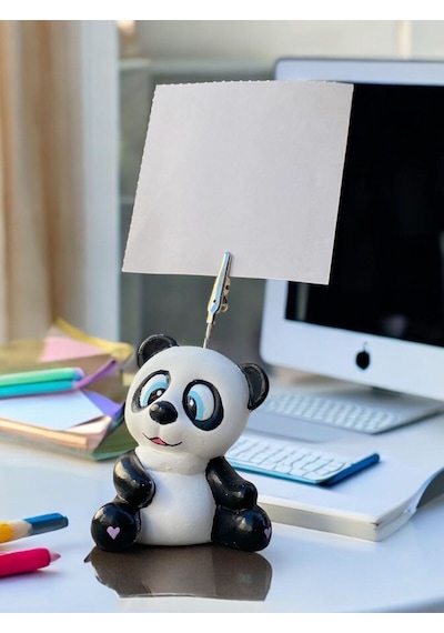 Tatlı Sevimli Kawaii Panda Fotoğraf Not Tutacak Ofis Hediye Tutucu Siyah Beyaz