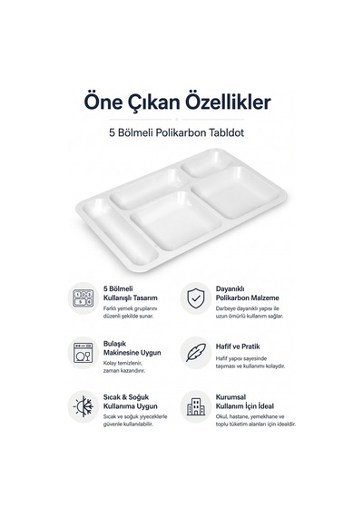 Vural Melamin 231001 Polikarbon Tabldot 28x40 Cm - Beyaz