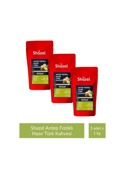 Shazel Antep Fıstıklı Türk Kahvesi 1 Kg X 3 Adet Türk Kahvesi