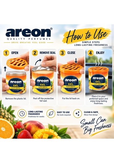 Areon Gel Can Tutti Frutti Araç Bardaklık Kokusu