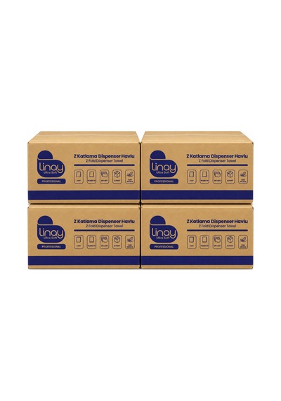 Linay Ultra Soft Z Katlama Dispenser Havlu 2 Katlı 200 Yaprak 48 Paket 4 Koli