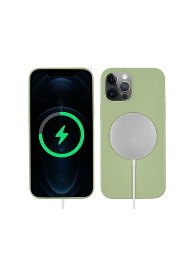 Apple Uyumlu iPhone 13 Pro Kılıf Zore Silksafe Wireless Kapak Light Green