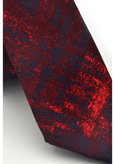 Gaffy Lacivert Kırmızı Desenli Bordo Dokuma Kumaş Mendilli Slim Fit Kravat // Sdk-2608-4 Bordo