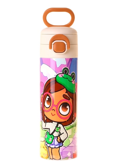 Kaukko Kids 520 Ml Nagy Baskılı Pembe Kız Çocuk Çelik Termos Matara Çift İçim Kilitli Kapak - L5336