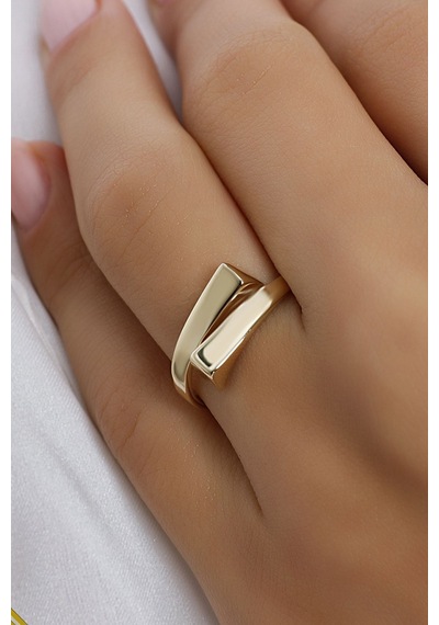 Çgk Çiğdem Gürel Kuyumculuk Çgk Wave 8 Ayar Altın Modern Minimal Yüzük Kadın, Tasarım Formu Gold
