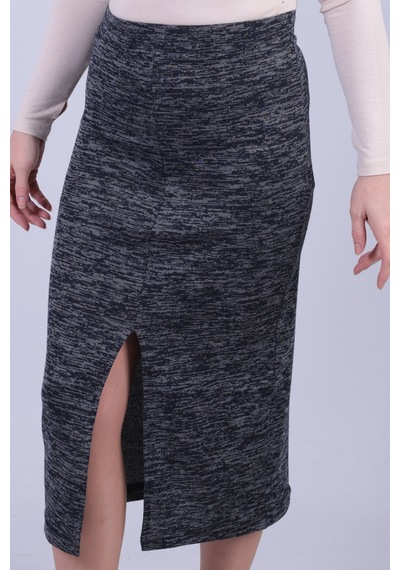 Armonika Kadın Lacivert Önden Yırtmaçlı Beli Lastikli Midi Boy Etek Arm-26k001037