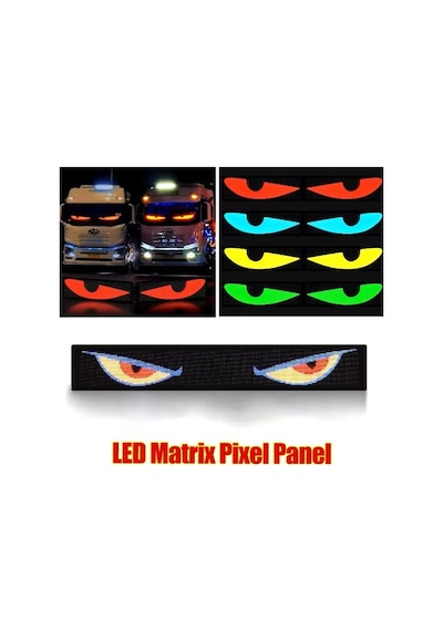 Matrix Led Panel Cama Yapışan App Kontrollü Oto Led Tır Kamyon Led Uzunluk 17cm - Genişlik 7cm