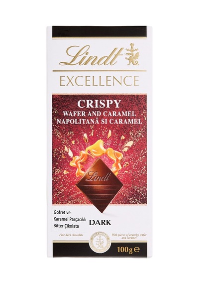 Lindt Excellence Crispy Wafer Caramel Çikolata 100 G - 4 Adet Tarı