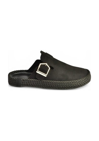 Fox Shoes Y596148402 Siyah Süet Önü Kapalı Sapo Terlik