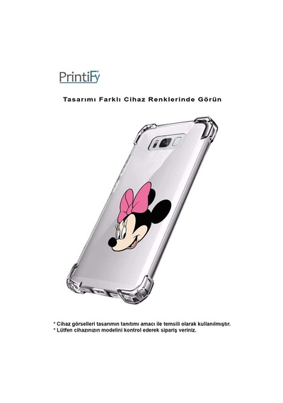 Xiaomi Mi 12 Lite Uyumlu Köşe Korumalı Antişok Kapak Minnie Mouse Tasarımlı Şeffaf Silikon Kılıf