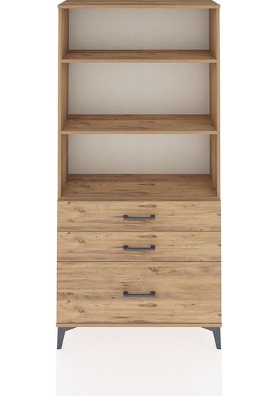 Arges Dolap 3 Raflı 3 Çekmeceli 88x30x182 Çam-çam Çam