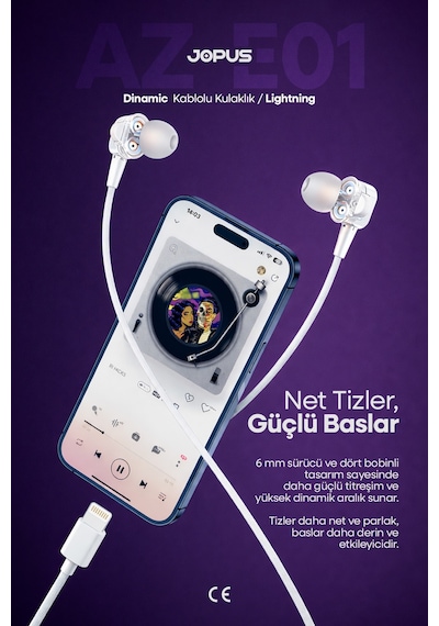 Jopus İphone 11-12-13-14 Serileri & İpad Uyumlu Tak Çalıştır Kulaklık 4 Hoparlörlü, Mikrofonlu Az-e01 Diğer