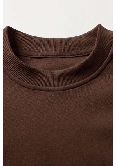 Genius Store Erkek Tişört Basic Bisiklet Yaka Tişört Rahat Kesim Dökümlü Günlük Spor Tshirt Kahverengi
