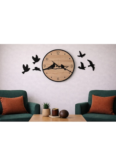Duvar Saati 40 Cm Kuş Temalı 8 Adettir No 106 Çok Renkli