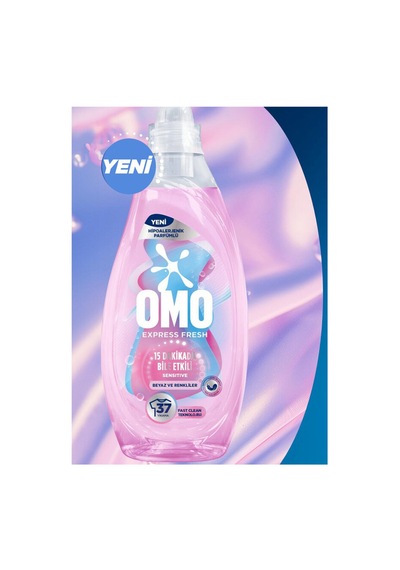 2 Adet Omo Express Sıvı Bakım Deterjanı Hipoalerjenik Beyazlar Ve Renkliler 37 Yıkama 1480 Ml Diğer