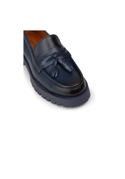 Deery Kadın Hakiki Deri Lacivert Püsküllü Loafer - 02035zlcvc03