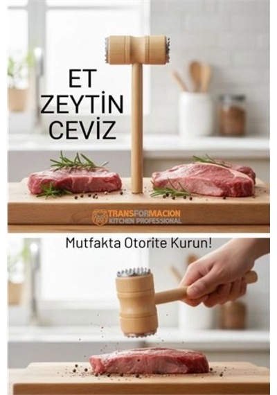 Ahşap Saplı Profesyonel Et Dövücü, Zeytin Ve Ceviz Kırıcı Çekiç 124-Pembe