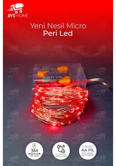 Dekoratif Yeşil Yapraklı 230 Cm Yapay Sarmaşık Ve 300 Cm Peri Led Pembe Renk - Kırmızı Kırmızı