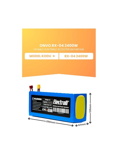 Onvo Rx-04 2400w Batarya Mega Kapasite 52v 35.000mah Elektrikli Scooter Bataryası Çok Renkli