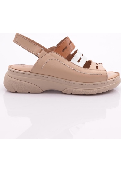 Dgn 326 Kadin Cirtli Sandalet 326-2132-R7531 Bej